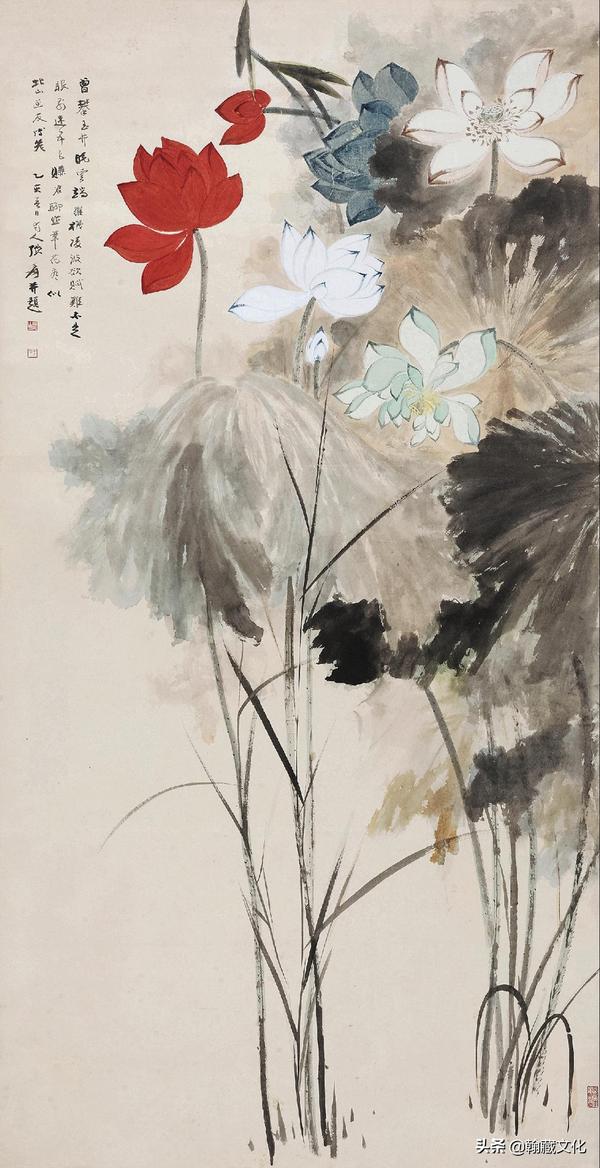 超激得豊富な ヤフオク! - 『近現代・張大千・荷花画・肉筆紙本・掛