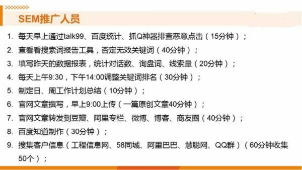 谈谈网络推广团队每天工作流程、工作标准、考核