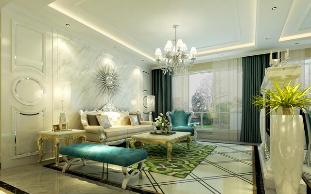 泰安书香名邸160平新古典装修，白色+流行青，低调的奢华与内敛