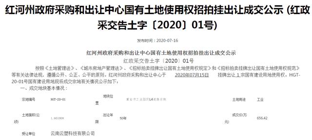 蒙自工业用地也抢手，工业园区24亩地卖出656万