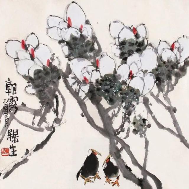 他的画引人遐想，味在笔墨之外