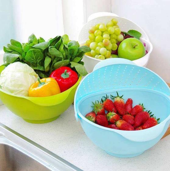 可360度翻转的洗菜神器，网红沥水篮太省事了，洗菜都变成了乐趣