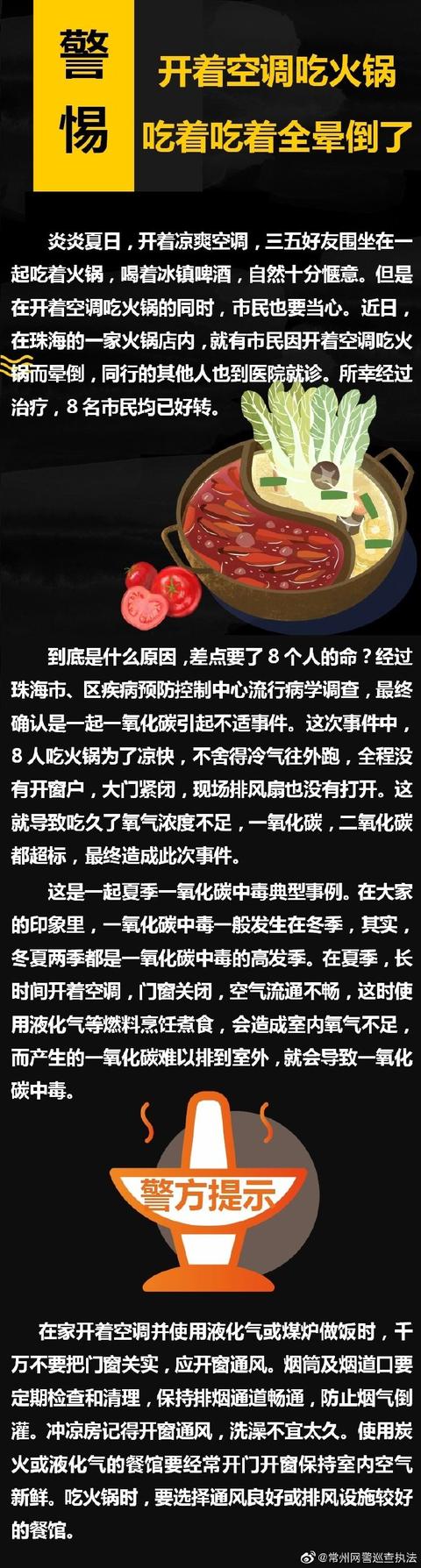 警惕！8人开着空调吃火锅，吃着吃着全部晕倒了……