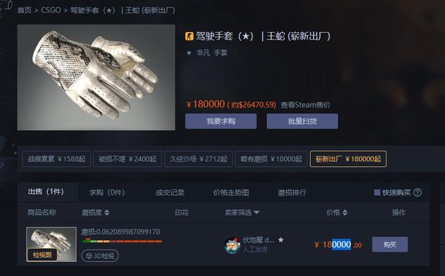 CSGO饰品赏析——18万的皮肤驾驶手套王蛇