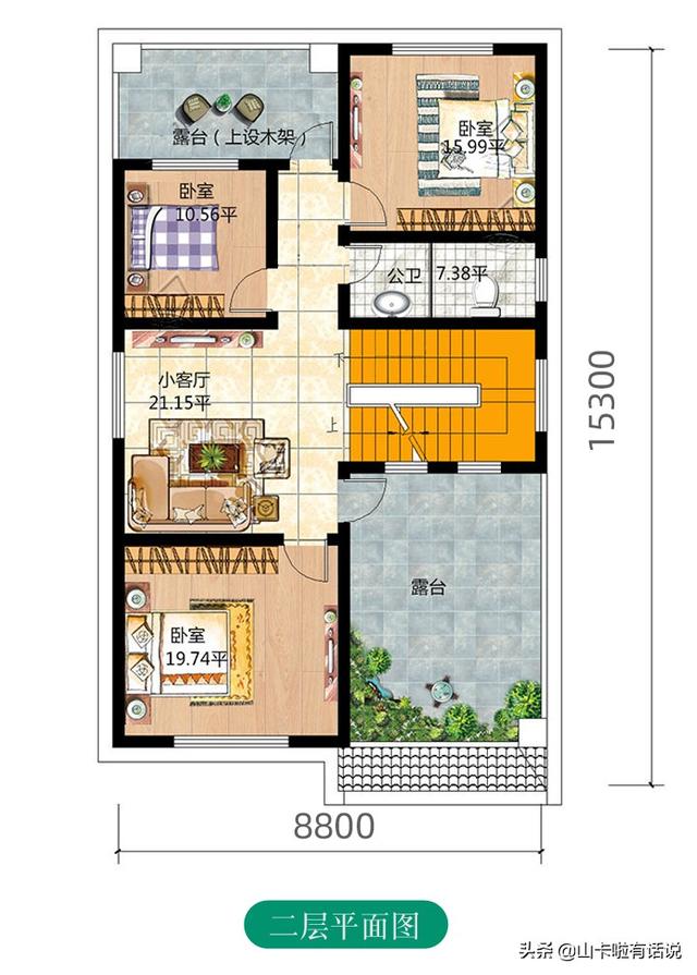 占地136㎡，会泽新街两层半新款钢架别墅户型图