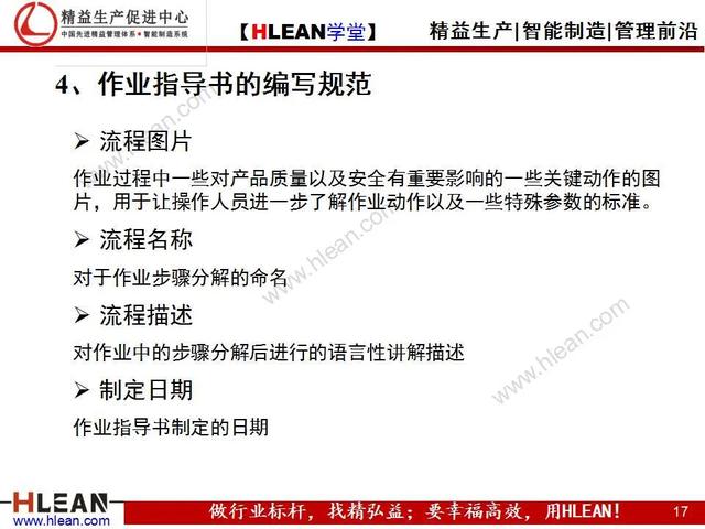 「精益學堂」標準化作業指導書的作成方法