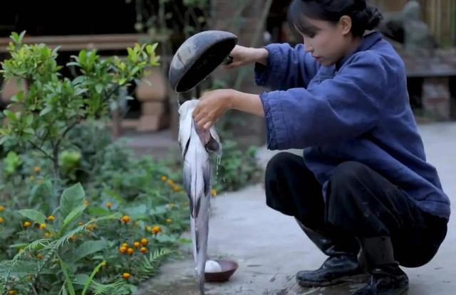 李子柒教粉絲做“剁椒魚頭”，看到她家的魚后，網(wǎng)友：太不真實了