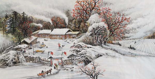 画家赵子龙——作品石质坚凝 树木密茂，急流卷浪 云气浮动