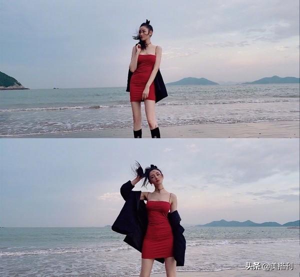 张天爱晒夏日美照，穿超短紧身吊带裙曲线玲珑，这身材娱乐圈少有