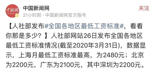 全国各地最低工资标准出来啦！河南不是最低，看看你拖后腿没