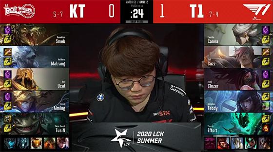 LOL-LCK：T1新人中单Clozer三杀佐伊力挽狂澜，助力T1成功双杀KT