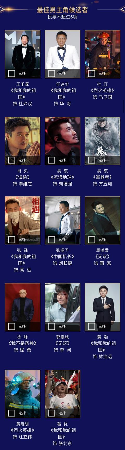 名单|百花奖候选名单出炉 你希望得谁是影帝谁是影后?