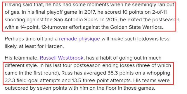 火箭最大衝冠漏洞曝光！威少季後賽愛飆三分，哈登關鍵戰役太軟？-黑特籃球-NBA新聞影音圖片分享社區