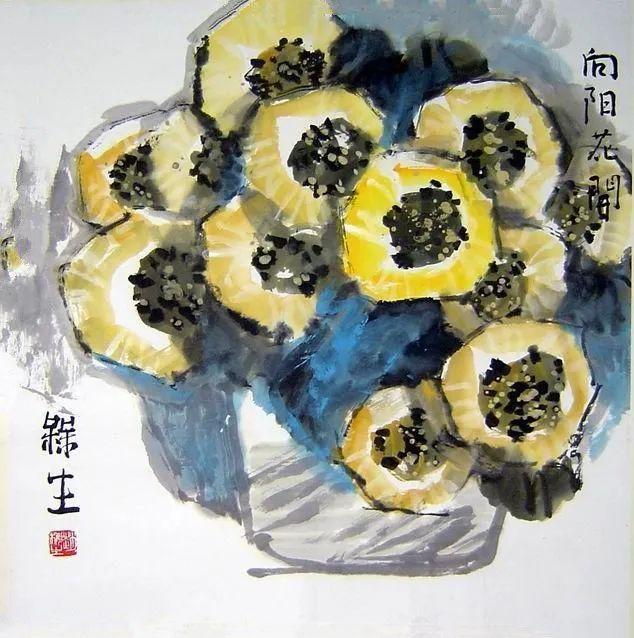 他的画引人遐想，味在笔墨之外