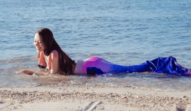 吉娜美人鱼造型火了，和林允出演的美人鱼比对，谁在水里更灵活