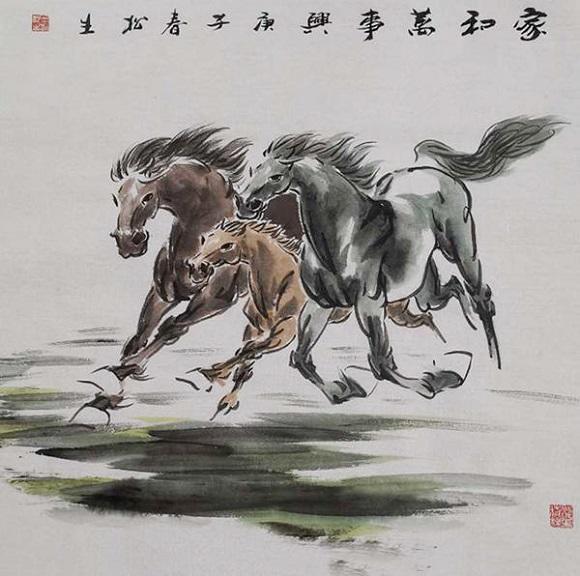 画家王松生——马毛连钱蹄铁色 图画光辉骄玉勒