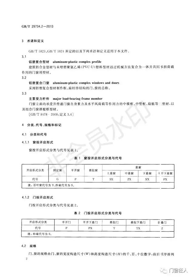 现行铝塑复合门窗国家标准