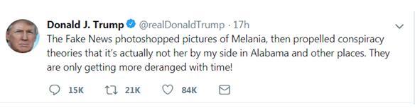 美国第一夫人梅拉尼娅竟然有替身？特朗普推特愤怒回应