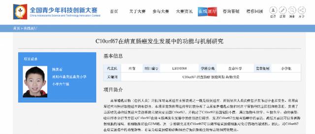 赛事组委会回应小学生研究癌症获奖：成立专项调查工作组进行核查
