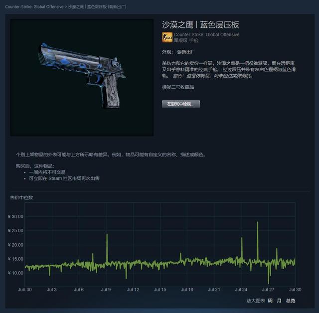 CSGO皮肤推荐——沙漠之鹰蓝色层压板