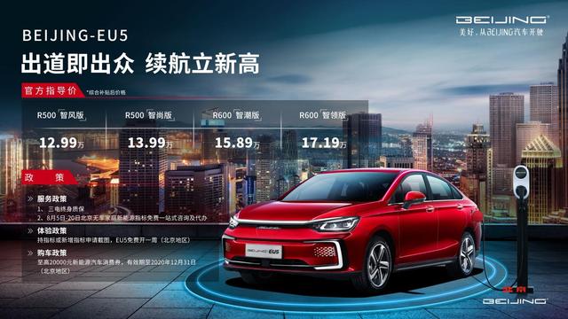 BEIJING-EU5上市，500km+续航，补贴后12.99万起
