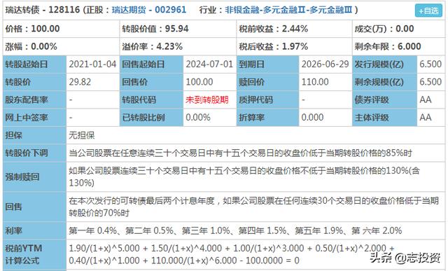 2020.06.29 本钢、海容、瑞达转债申购