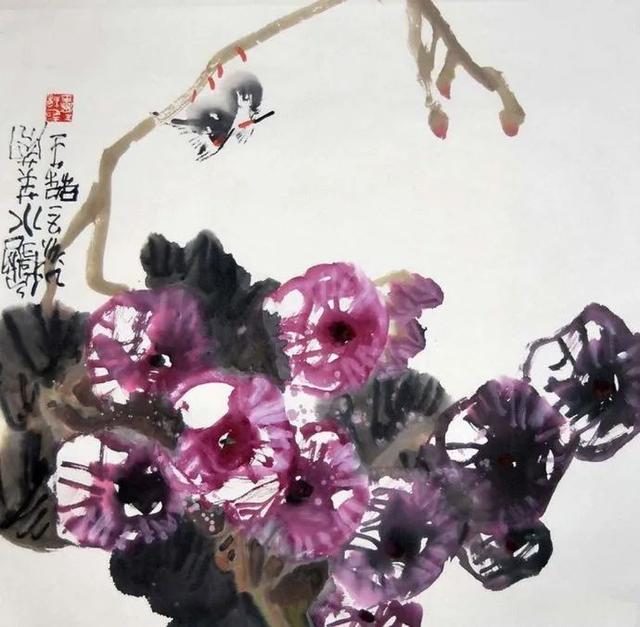 他的画引人遐想，味在笔墨之外