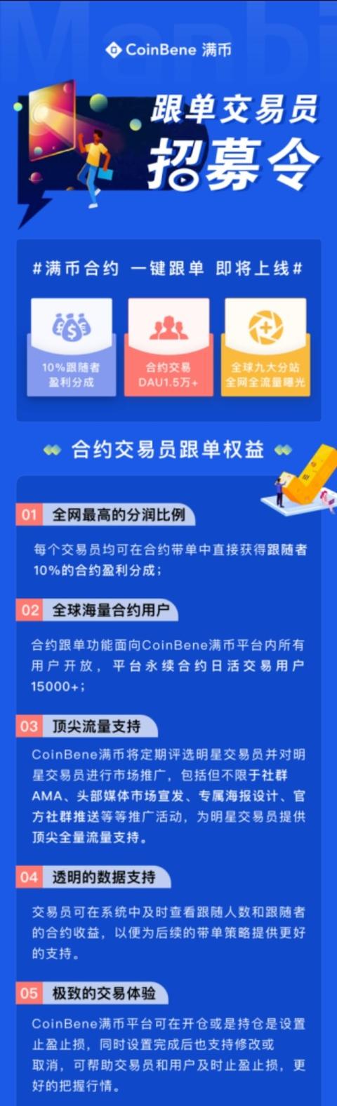 合約市場競爭加劇，CoinBene滿幣上線“一鍵跟單”意欲突圍