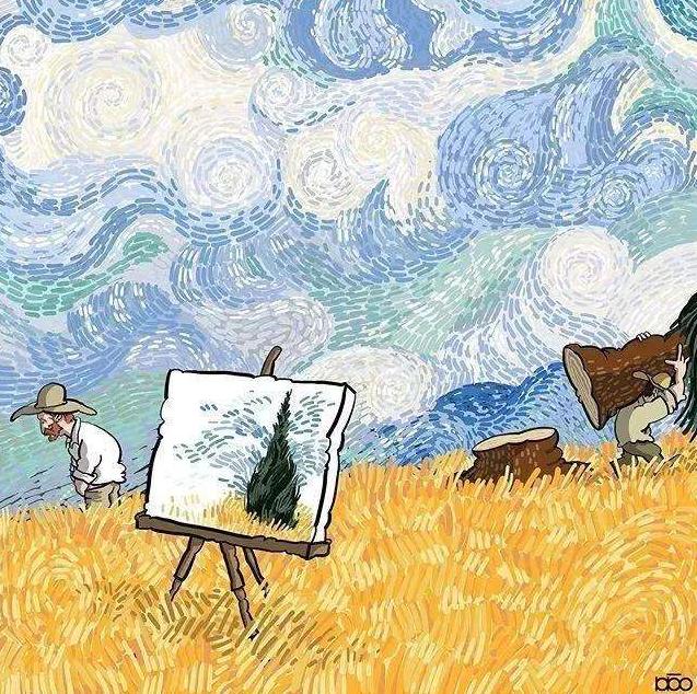 伊朗艺术家画出不一样的梵高天真又孤独竟然还有点萌