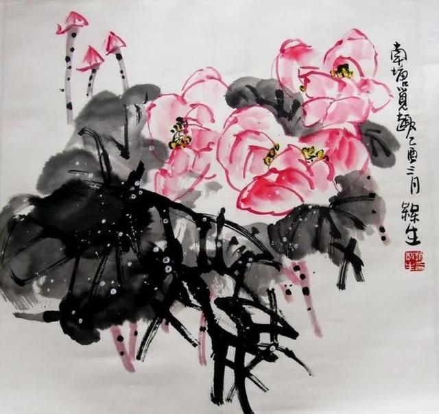 他的画引人遐想，味在笔墨之外