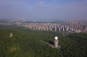 The mysterious white atmosphere tower on hill of the Dragon King of new developed area of Nanjing ri