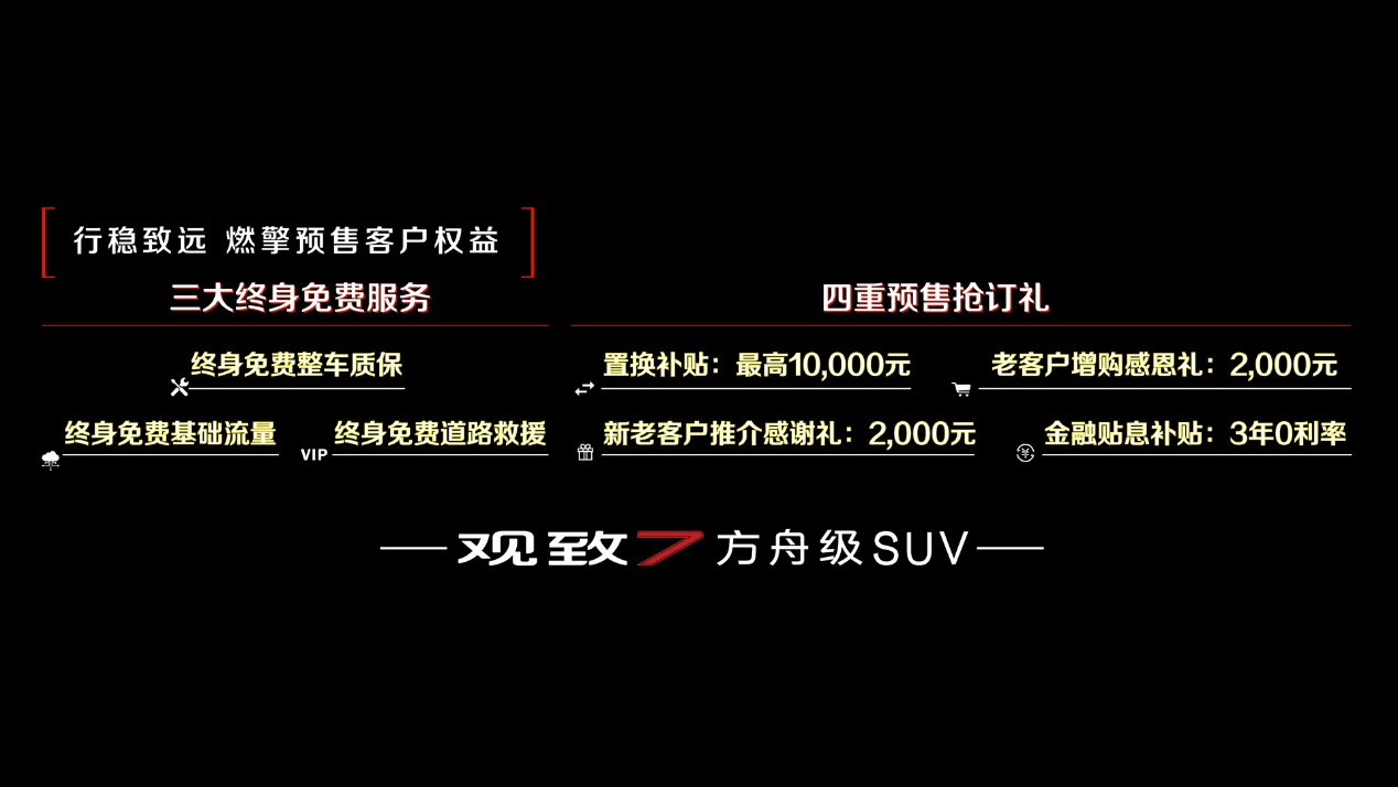 方舟级SUV观致7公布预售价格，福建省正式开启预售模式