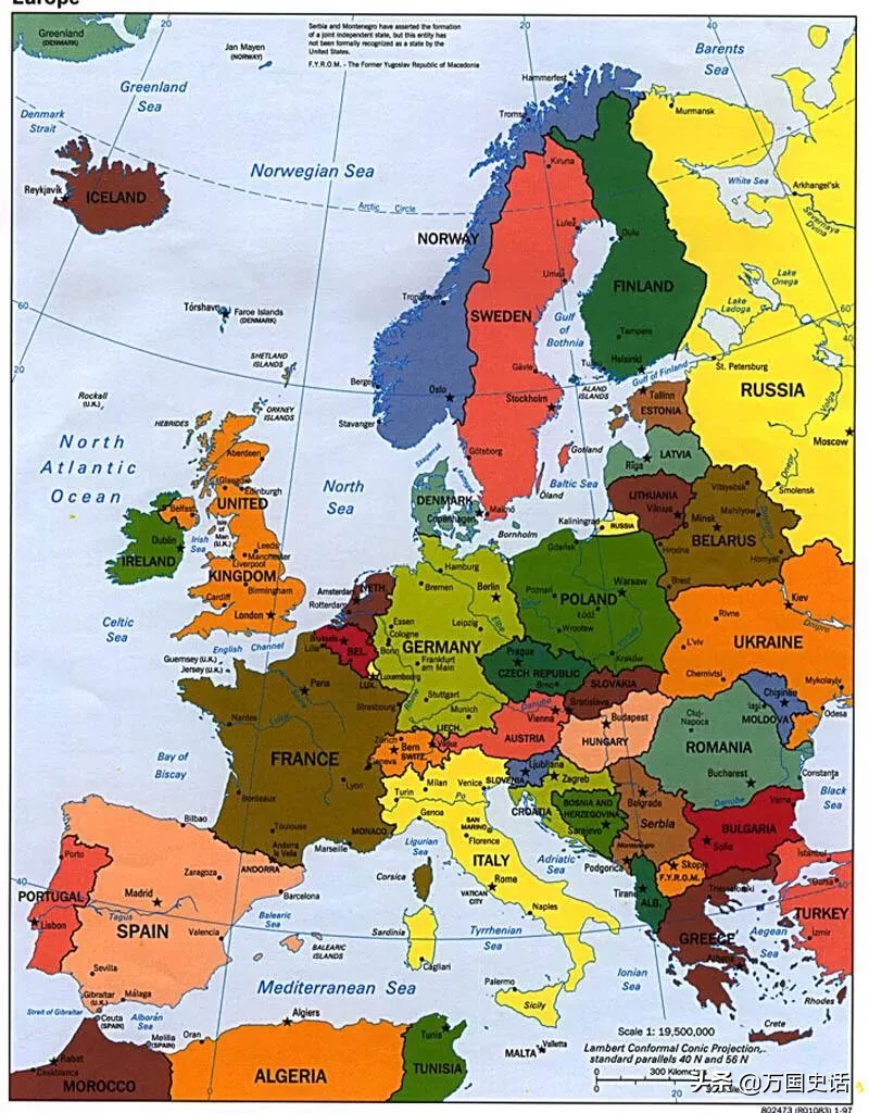 欧洲有哪些国家和地区,欧洲各国,地区面积排行榜