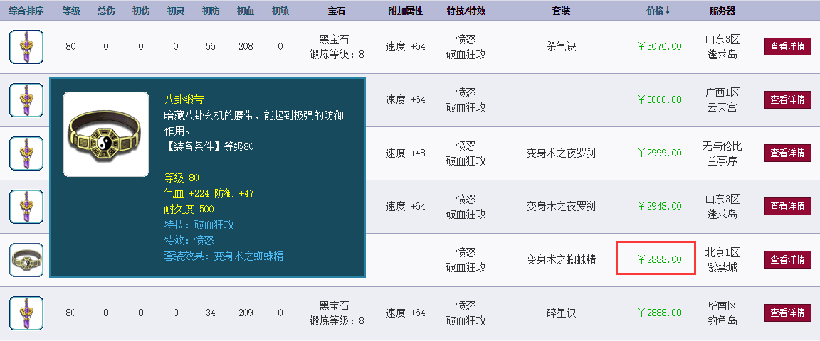 梦幻西游：挖图挖出80级愤怒特技腰带，2888上架，赚不少