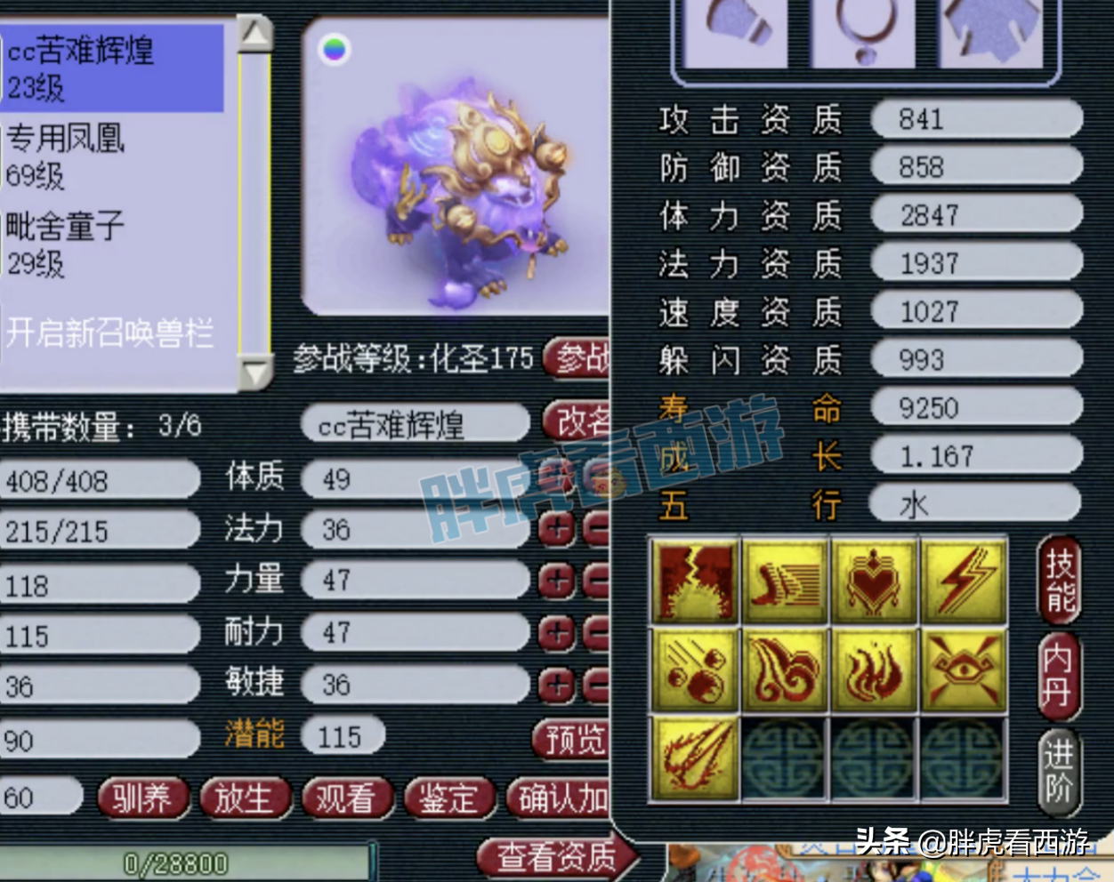 梦幻西游：超级鲲鹏消耗神兜兜可上藏宝阁，苦难合出12技能谛听