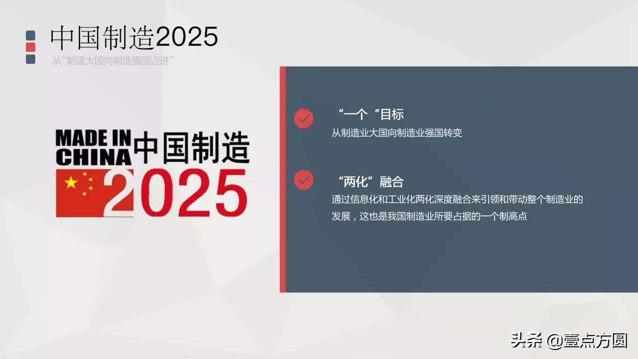 中国制造2025 一个目标 两化融合 三步走战略 四项基本原则 五大指导