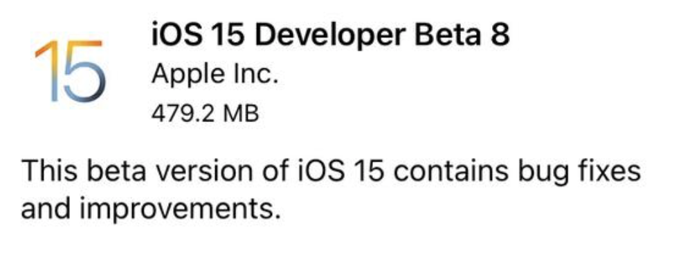 刚刚，苹果发布 iOS 15 beta8 测试版