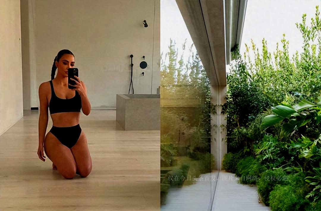41-year-old Kim Kardashian takes a selfie in the bathroom, her smooth ...