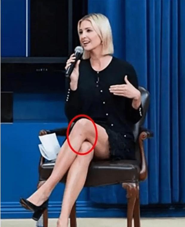 伊万卡还是一直以前的风格，架二郎腿裙子还穿这么短