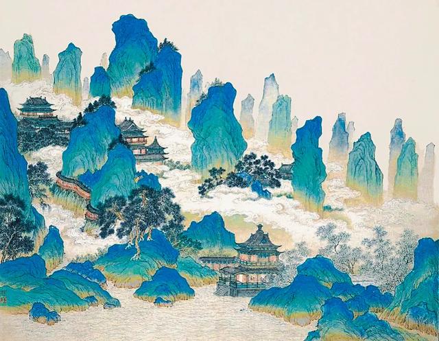 彭德山水画与假山