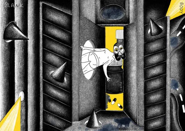 有些窒息有些绝望这套插画毕设为空巢老人呼吁