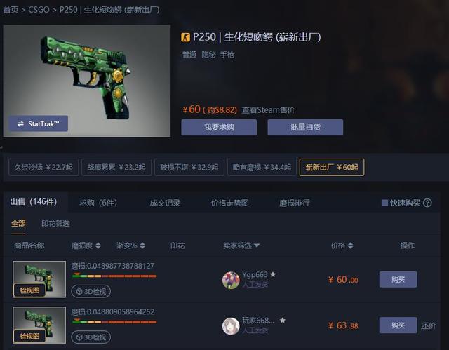 CSGO皮肤推荐——P250生化短吻鳄