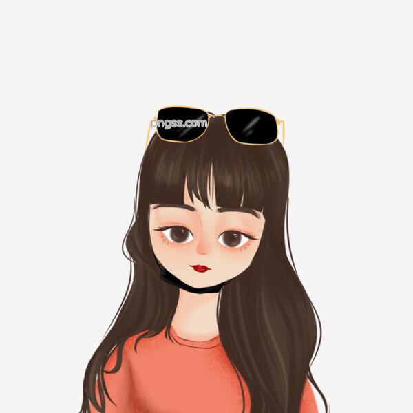 墨镜女孩手绘卡通可爱头像长发气质女神口罩png搜索网 精选免抠素材 透明png图片分享下载 Pngss Com