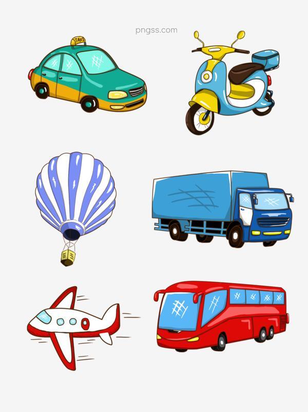 手绘插画交通工具卡通元素png搜索网 精选免抠素材 透明png图片分享下载 Pngss Com