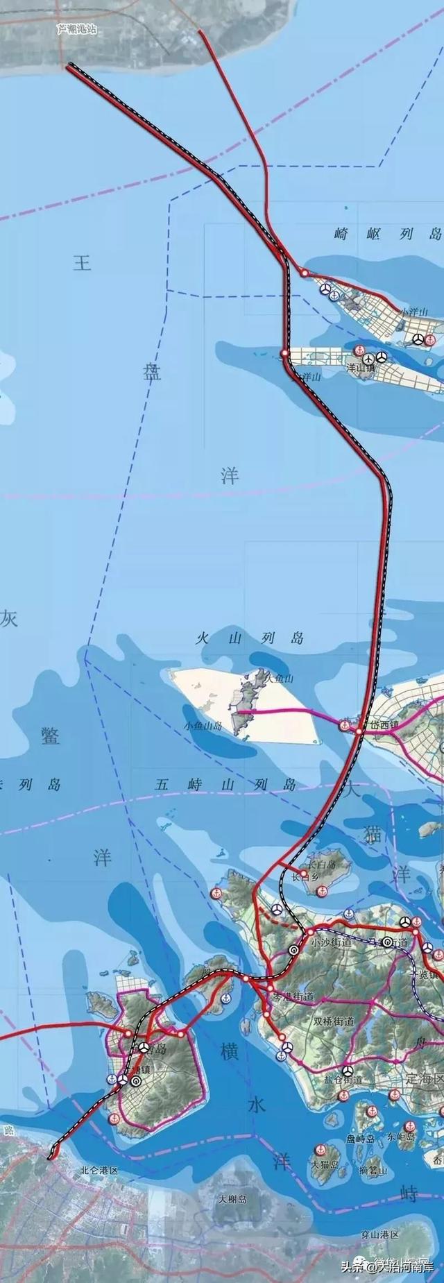 里,也可以捕捉到东海二桥的痕迹,上海东站预留的沪舟甬高铁(上海-舟山