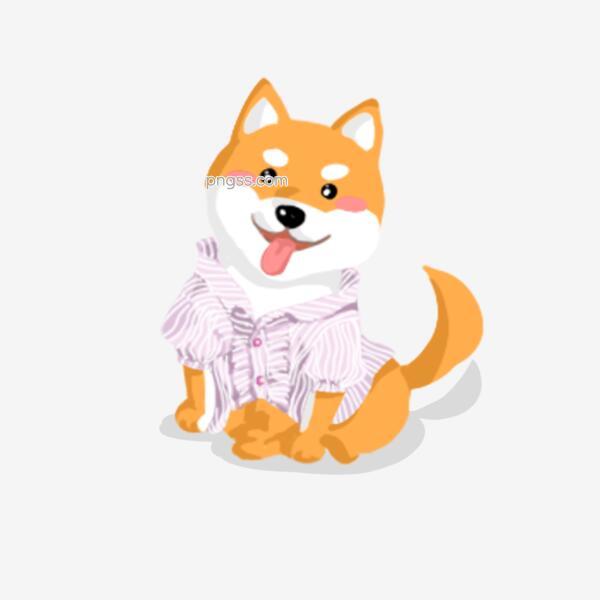 坐着穿衣服吐舌头的手绘卡通可爱柴犬png搜索网 精选免抠素材 透明png图片分享下载 Pngss Com