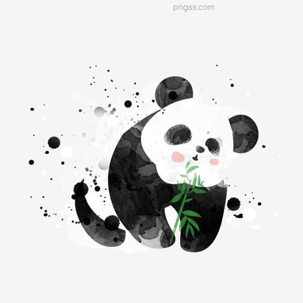 水墨动物熊猫原创手绘水彩风水墨溅开墨迹png搜索网 精选免抠素材 透明png图片分享下载 Pngss Com