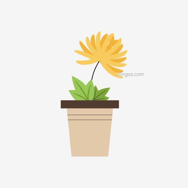 黄色手绘卡通花卉盆栽可商用元素png搜索网 精选免抠素材 透明png图片分享下载 Pngss Com