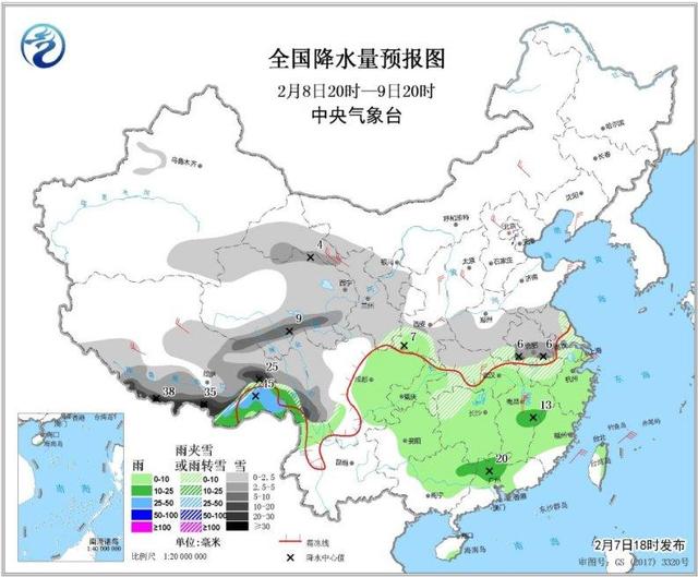 冷空气将影响江南等地西藏南部有较强降雪