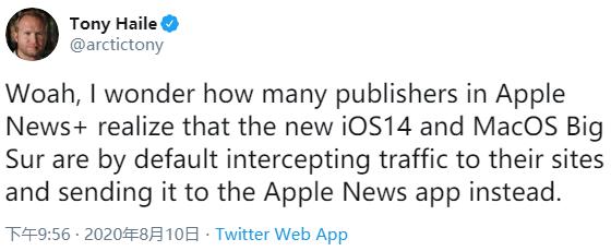 iOS 14可在点击网页文章链接时跳转至Apple News客户端